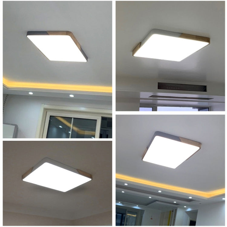 Wood Macaron LED Square Ceiling Lamp, Stepless Dimming, Size:60cm(Black) by bashfashion