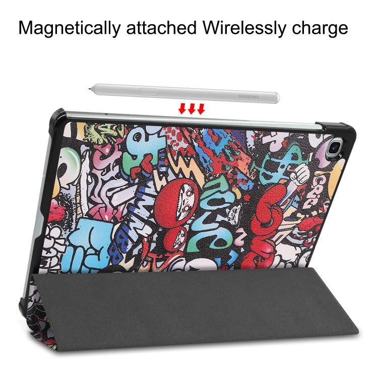 For Samsung Galaxy Tab S6 Lite P610 10.4 inch Colored Drawing Horizontal Flip Leather Case, with Three-folding Holder & Sleep / Wake-up Function(Graffiti) by bashfashion