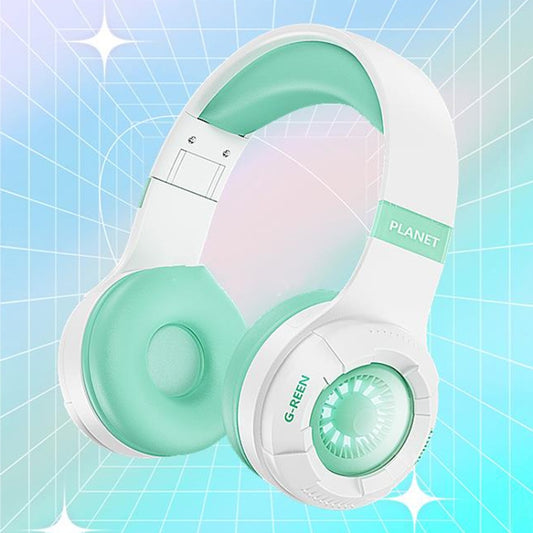 KE25 RGB Light Wireless Stereo Music Bluetooth Headset(Green) by bashfashion