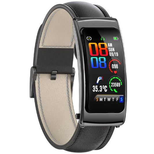 K20 1.14 inch Leather Band Earphone Detachable Life Waterproof Smart Watch Support Bluetooth Call(Black) by bashfashion