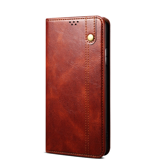 For OPPO Find X6 Oil Wax Crazy Horse Texture Leather Phone Case(Brown) by bashfashion
