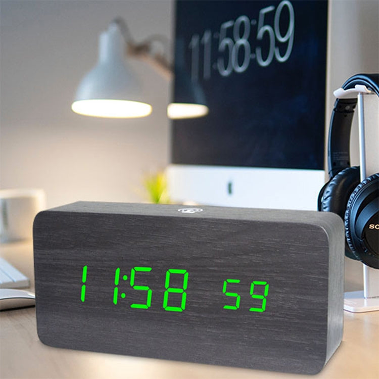 LT-1035 LED Display Digital APP Smart Alarm Clock(Blue Light Black Wood) by bashfashion