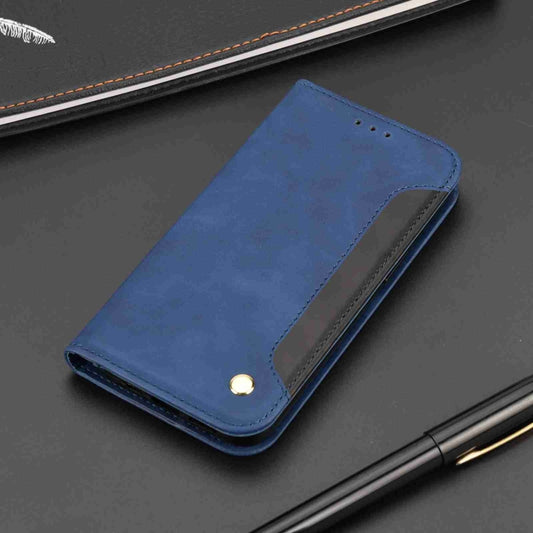 For Samsung Galaxy A55 Skin Feel Splicing Leather Phone Case(Blue) by bashfashion