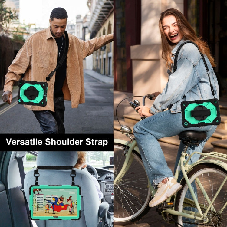 For Samsung Galaxy Tab A9+ Contrast Color Robot C2 Silicone Hybrid PC Tablet Case(Black Mint Green) by bashfashion