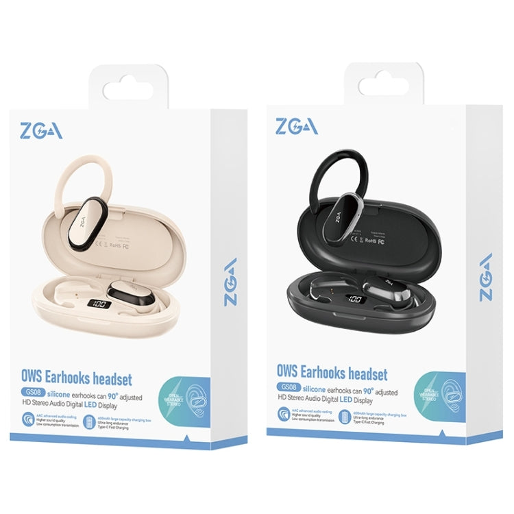 ZGA GS08 LED Digital Display Open Wireless Bluetooth Earphone(Black) by ZGA