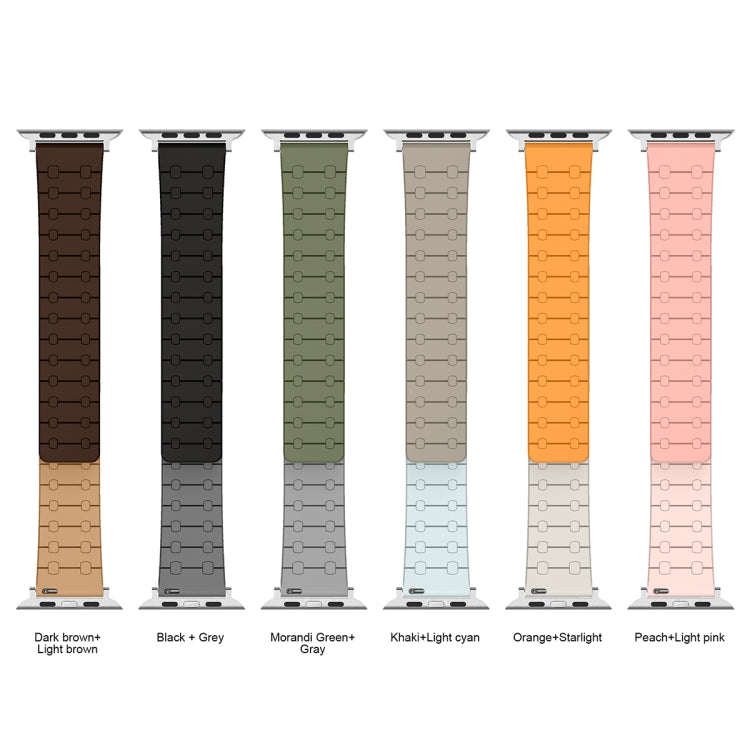 For Apple Watch Series 7 41mm Two Color Loop Magnetic Silicone Watch Band(Peach+Light Pink) by bashfashion