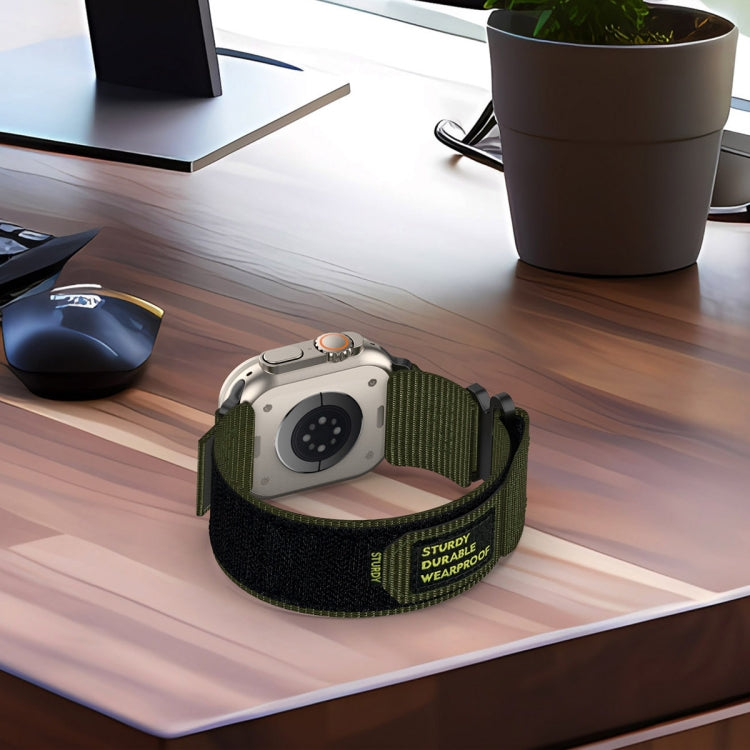 For Apple Watch Series 10 42mm Nylon Hook And Loop Fastener Watch Band(Army Green) by bashfashion