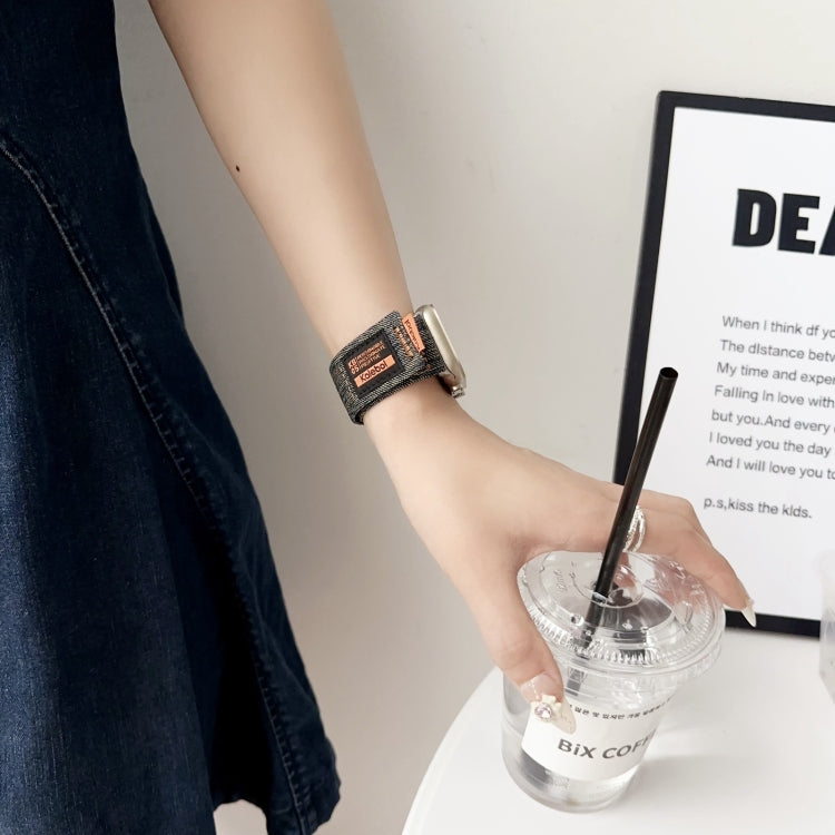 For Apple Watch Series 8 41mm Cowboy Nylon Hook and Loop Fastener Watch Band(Grey) by bashfashion