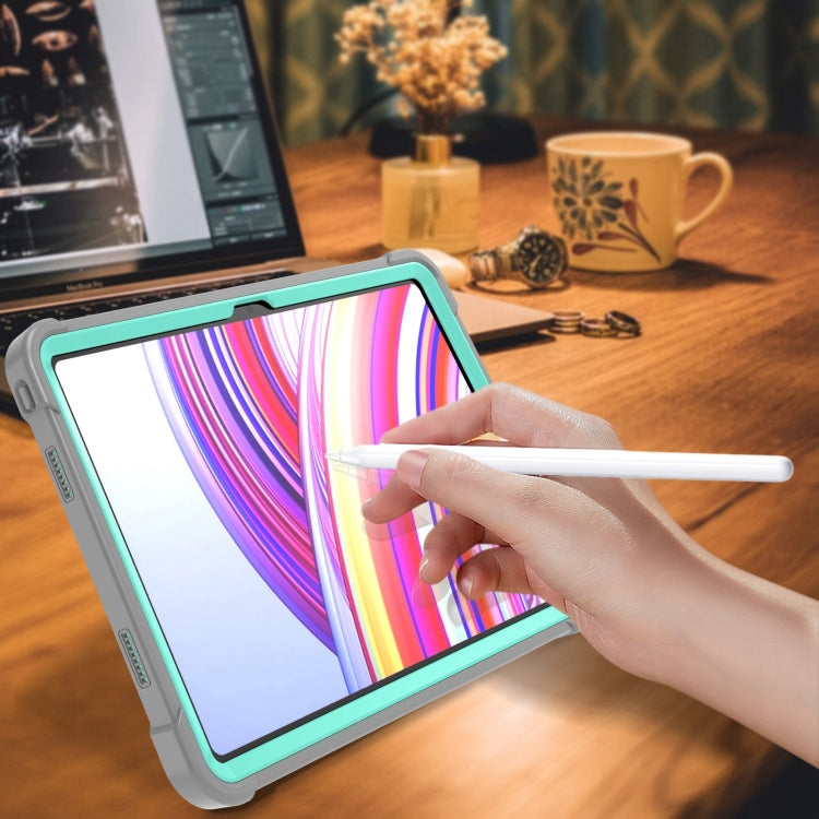 For Xiaomi Redmi Pad Pro 12.1 Shockproof Silicone Hybrid PC Tablet Case with Holder(Mint Green + Grey) by bashfashion