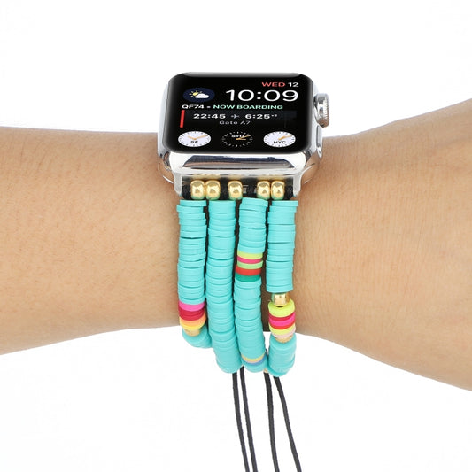 Bohemian Style Soft Ceramic Beaded Strap For Apple Series 7 41mm / 6 & SE & 5 & 4 40mm / 3 & 2 & 1 38mm(Blue) by bashfashion
