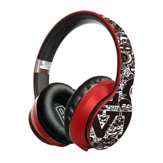 B1 Graffiti Pattern Wireless Bluetooth V5.0 Headset (Red) by bashfashion