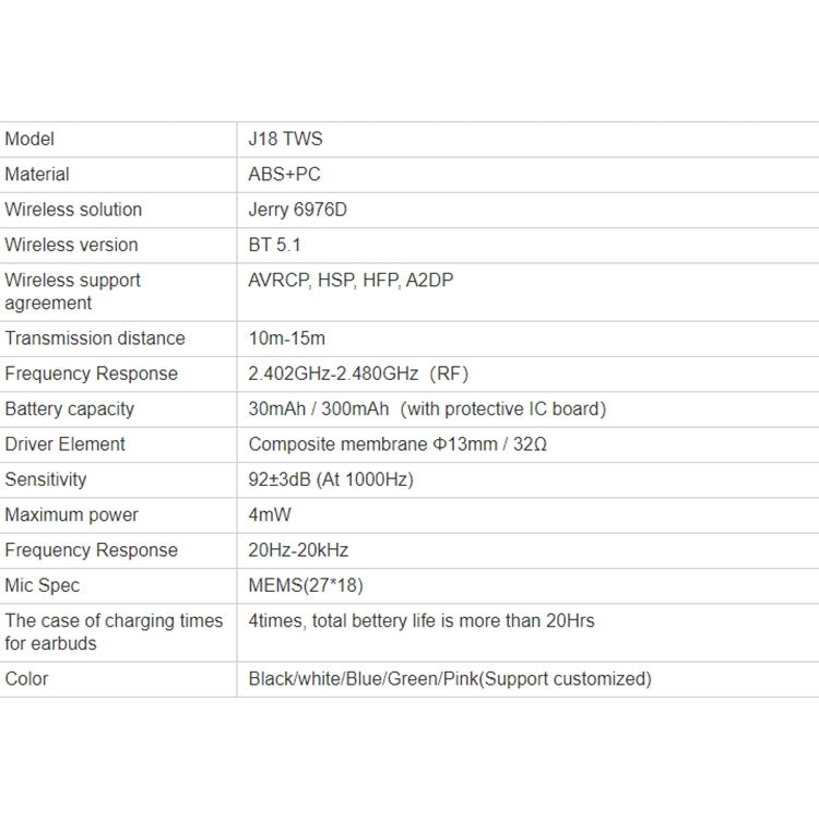 T&G J18 Bluetooth 5.1 TWS Wireless Binaural Bluetooth Earphone with Charging Box (Black) by T&G