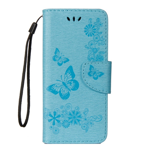 For Galaxy S9 Vintage Embossed Floral Butterfly Pattern Horizontal Flip Leather Case with Card Slot & Holder & Wallet & Lanyard(Blue) by bashfashion
