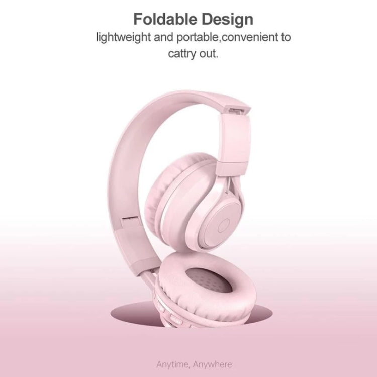 BT06C Cute Wireless Bluetooth 5.0 Headset for Children with Microphone LED Light Suppport Aux-in(Pink) by bashfashion
