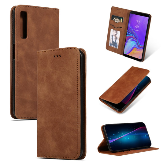 Retro Skin Feel Business Magnetic Horizontal Flip Leather Case for Samsung Galaxy A7 2018(Brown) by bashfashion