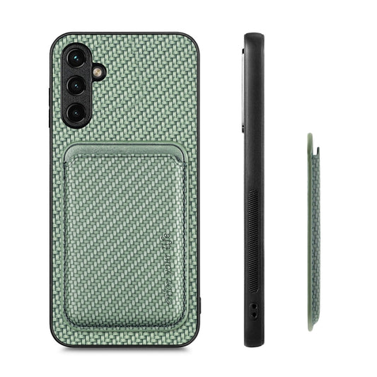 For Samsung Galaxy A54 5G Carbon Fiber Leather Card Magsafe Magnetic Phone Case(Green) by bashfashion