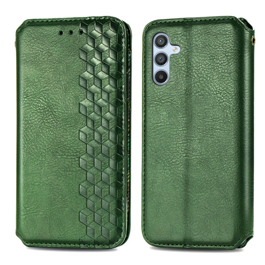 For Samsung Galaxy A34 5G Cubic Grid Pressed Magnetic Leather Phone Case(Green) by bashfashion