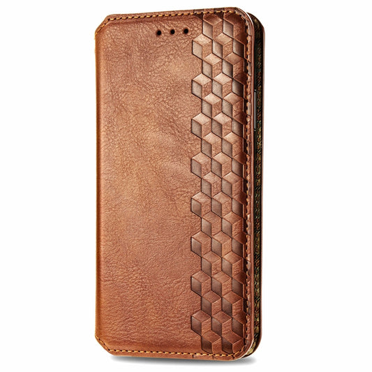 For Samsung Galaxy A05 4G Cubic Grid Pressed Magnetic Leather Phone Case(Brown) by bashfashion