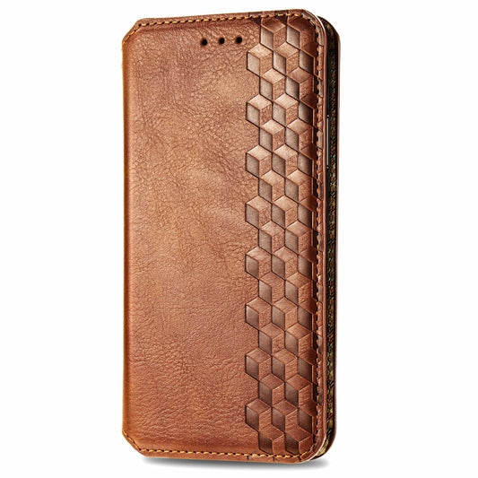 For Samsung Galaxy M15 Cubic Grid Pressed Magnetic Leather Phone Case(Brown) by bashfashion