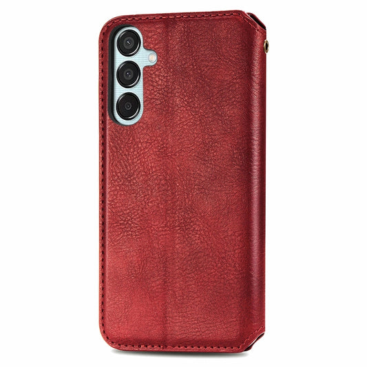 For Samsung Galaxy M15 Cubic Grid Pressed Magnetic Leather Phone Case(Red) by bashfashion