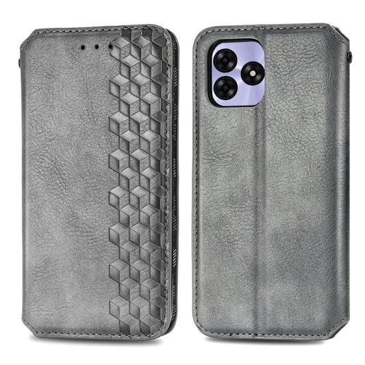 For UMIDIGI G5 Cubic Grid Pressed Magnetic Leather Phone Case(Grey) by bashfashion