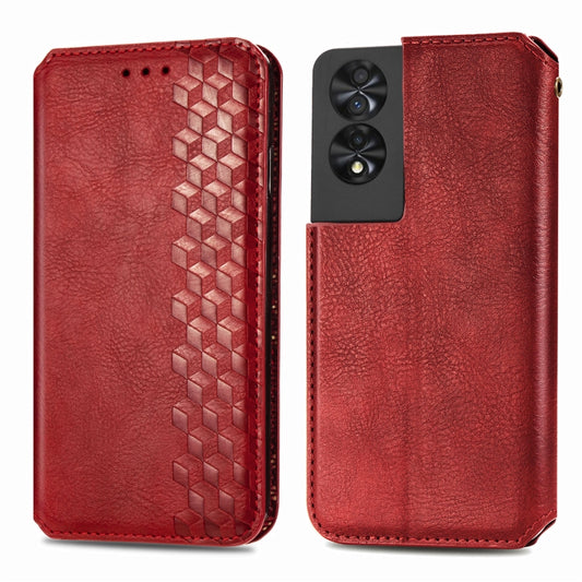 For TCL 40 Nxtpaper 5G Cubic Grid Pressed Magnetic Leather Phone Case(Red) by bashfashion
