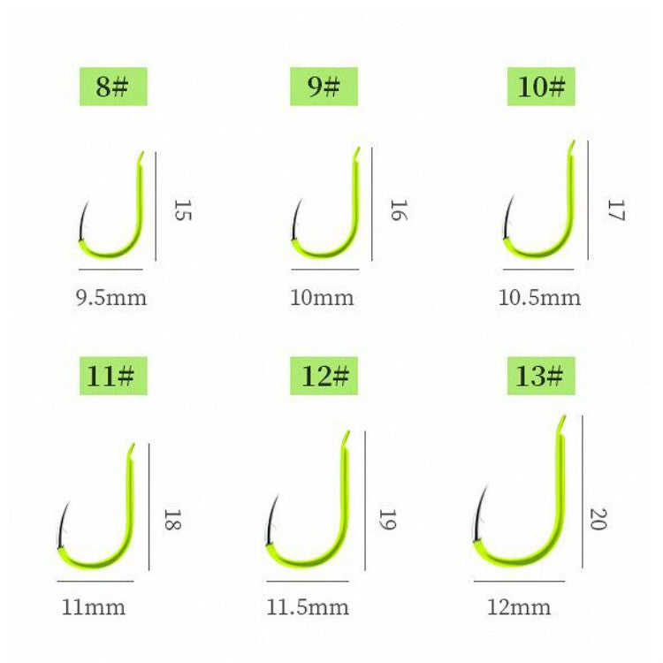 5 in 1 Stranded Double Hook Anti-winding Silver Carp Fishing Group Spring Fishing Hook, Specification:9(Fluorescent Hook) by bashfashion