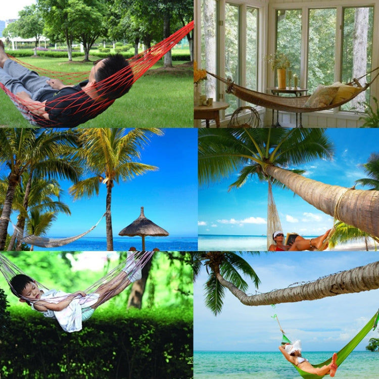 9 Strand Nylon Rope Hammock Portable Camping Leisure Mesh Hammock(Blue) by bashfashion