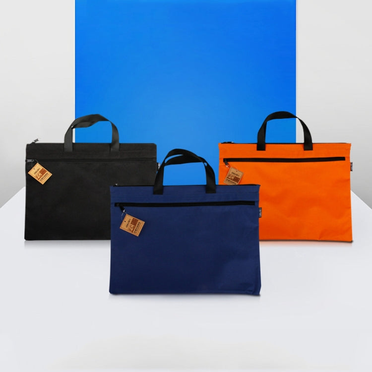 Deli 5840 Portable Canvas Zipper File Bag Double Simple Storage Bag(Dark Blue) by Deli