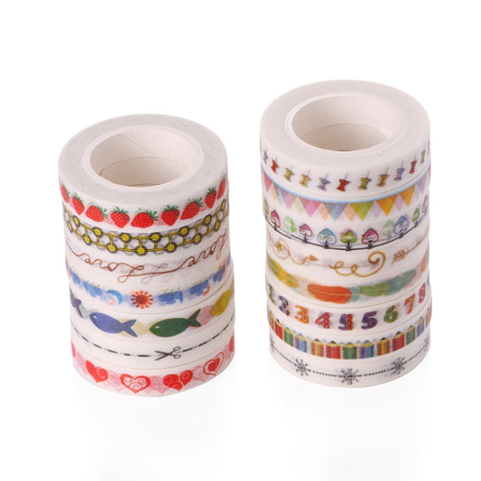 10pcs Paper Tape Hand Ledger Decoration Sticker, 8mmx10m(Circle SM-32) by bashfashion