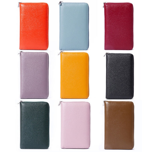 1659 Leather Belly Passport Bag RFID Long Wallet Men And Women Documents Package Multi-Function Zipper Mobile Phone Package(Lavender Purple) by bashfashion