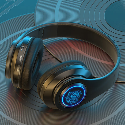 B39 Wireless Bluetooth Headset Subwoofer With Breathing Light Support TF Card(Black) by bashfashion