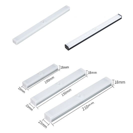 LED Human Body Induction Lamp Long Strip Charging Cabinet Lamp Strip, Size: 10cm(Silver and White Light) by bashfashion