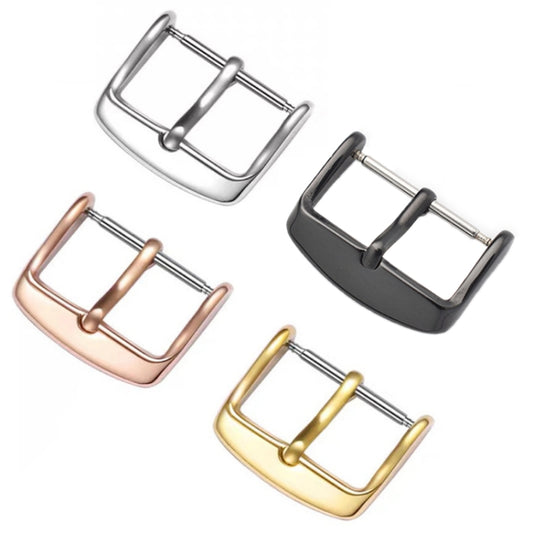 5pcs IP Plated Stainless Steel Pin Buckle Watch Accessories, Color: Rose Gold 16mm by bashfashion