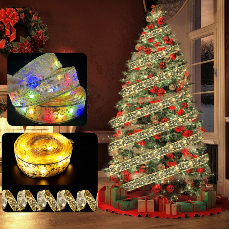 Christmas LED Lights Bronzing Double Ribbon String Lights, Specification: 20m(Silver Color Light) by bashfashion
