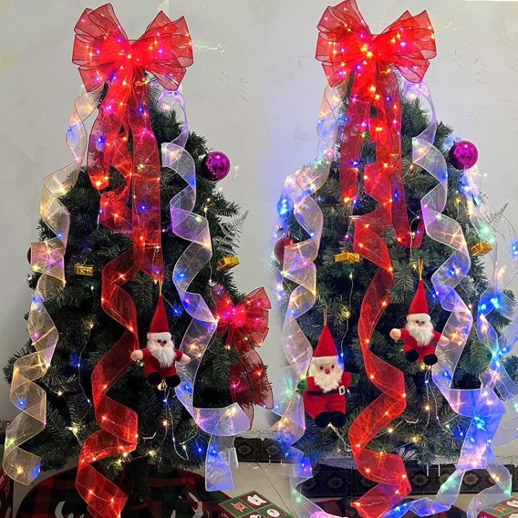 Christmas Ornament Double Light Board Yarn Ribbon String Lights, Specification: 1m(Red Warm Light) by bashfashion