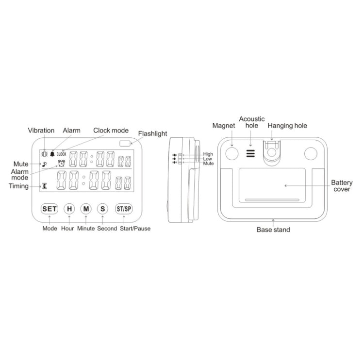 YS-218 Digital Timer 99-Hour Positive Countdown Reminder, Style: No Vibration by bashfashion