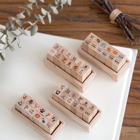 2 Sets D25 12PCS/Set Wooden Cartoon Handbook Decoration Stamps(C) by bashfashion