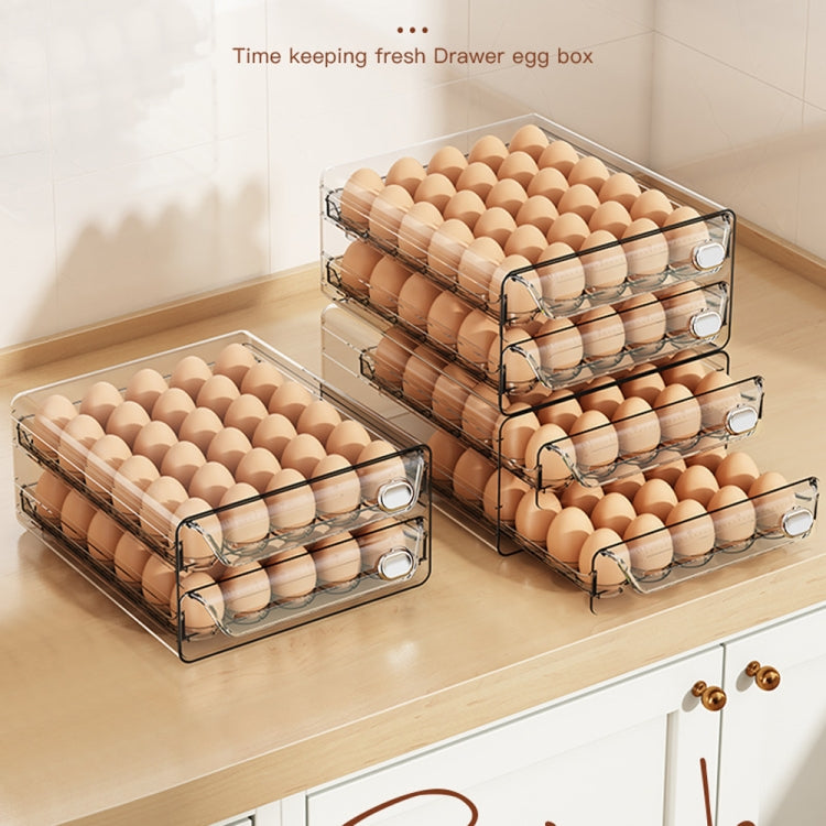 Extra Large Double Layer 60 Grid Cream Color Egg Storage Box PET Transparent Multi-Specification Egg Box by bashfashion
