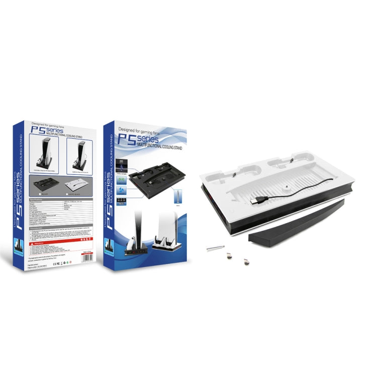 For PS5 Digital / Optical Drive Console Cooling Fan Controller Charging Base With Light Dock Stand(White) by bashfashion