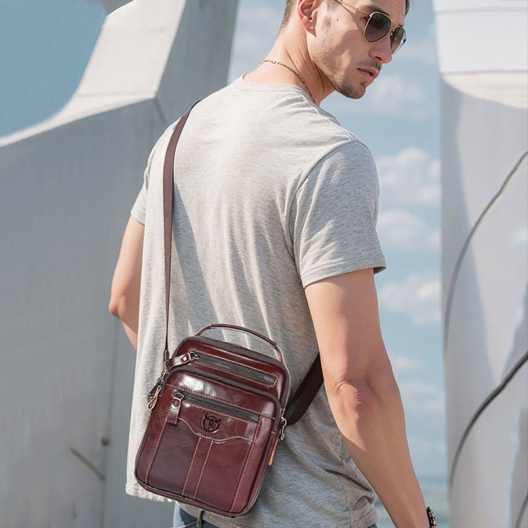 BULL CAPTAIN 0400 Large-Capacity First-Layer Cowhide Retro Single-Shoulder Crossbody Bag(Coffee) by BULL CAPTAIN