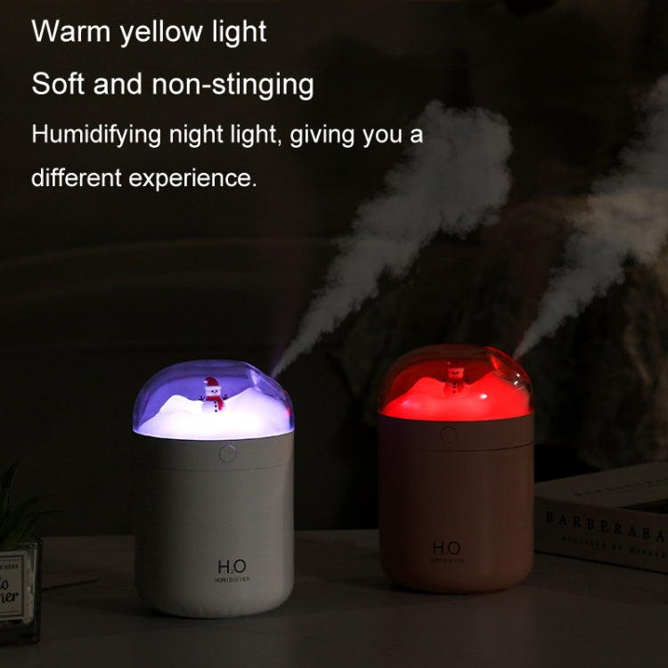 500ml Snowman Humidifier USB Desktop Large Capacity Colorful Ambient Light Air Humidifier(White) by bashfashion