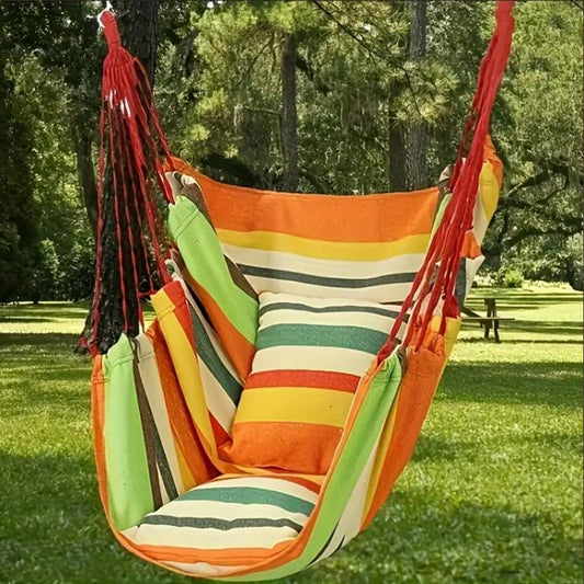 Outdoor Hammock Hanging Chair Fabric Swing Without Pillow And Cushion(Blue) by bashfashion