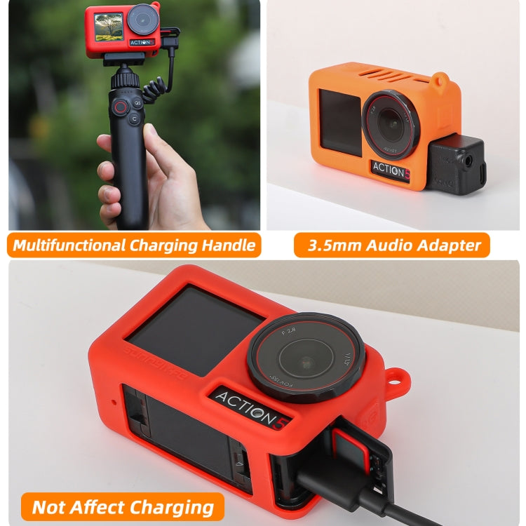 For DJI Osmo Action 5 Pro Sunnylife Silicone Protective Case Scratch-proof Camera Cover with Lanyard (Orange) by Sunnylife