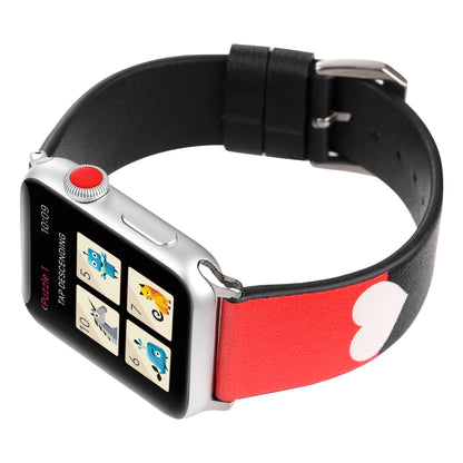 Love Series Leather Watch Band For Apple Watch Series 9&8&7 41mm / SE 3&SE 2&6&SE&5&4 40mm / 3&2&1 38mm(Black Red White Heart) by bashfashion