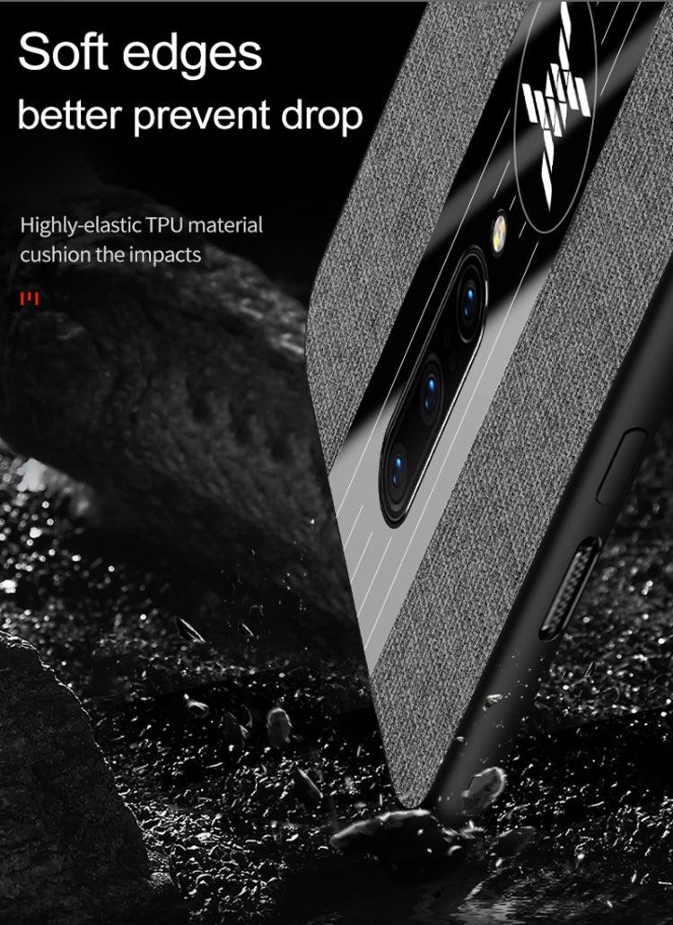 For OnePlus 6 XINLI Stitching Cloth Texture Shockproof TPU Protective Case with Ring Holder(Blue) by XINLI