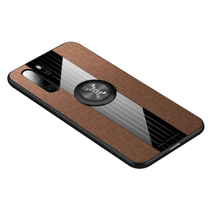 For Huawei P30 Pro XINLI Stitching Cloth Textue Shockproof TPU Protective Case with Ring Holder(Brown) by XINLI
