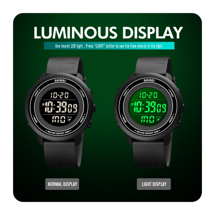 SKMEI 1736 Triplicate Round Dial Timing LED Digital Display Luminous Electronic Watch(Gold and Black) by SKMEI