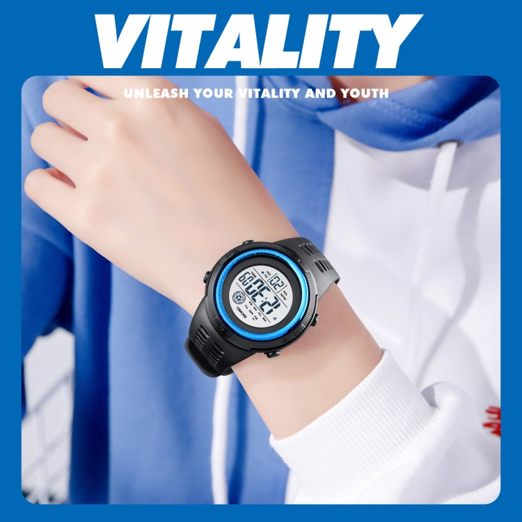 SKMEI 1773 Triplicate Round LED Dual Time Digital Display Colorful Backlight Electronic Watch(Black White) by SKMEI