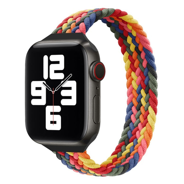 Small Waist Single Loop Nylon Braid Watch Band For Apple Watch Ultra 49mm&Watch Ultra 2 49mm / Series 9&8&7 45mm / SE 3&SE 2&6&SE&5&4 44mm / 3&2&1 42mm, Size:M 155mm(Colorful) by bashfashion